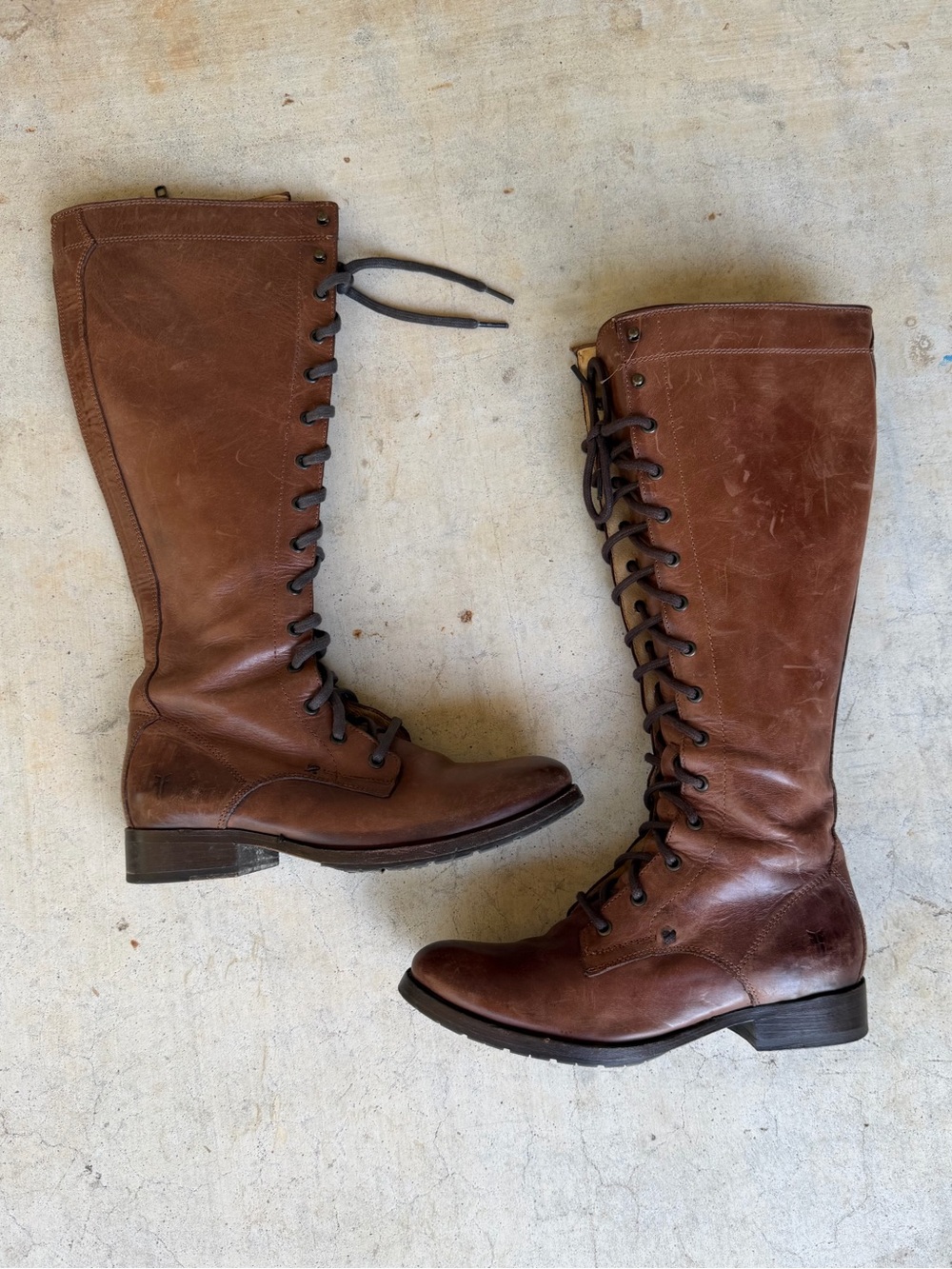 Frye 8.5 Tall Lace Up Melissa military boots